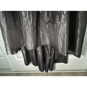 Pilcro Dress Tiered Shirtdress Medium Sheer Black Silver‎ Shimmer Long Sleeve thumbnail 8