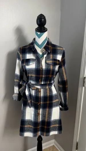 SheIn Plaid Flannel Shirt Dress thumbnail 1