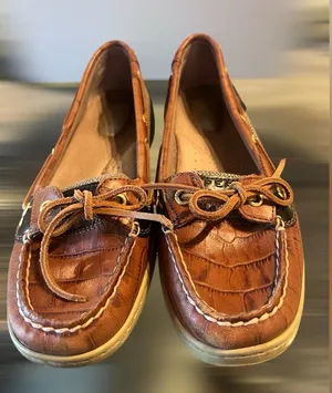 SPERRY Leather Loafers Topsider Women's Shoes Tan Low Top Nautical Size 7M thumbnail 1