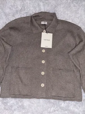 LOUNGE Knitted Oversized Shirt - Warm Grey thumbnail 7