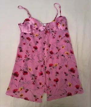 Victoria's Secret Pink Floral Satin Slip Chemise thumbnail 1