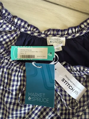 Market & Spruce Short Sleeve Gingham Maxi Dress Navy Small NWT STITCH FIX thumbnail 11