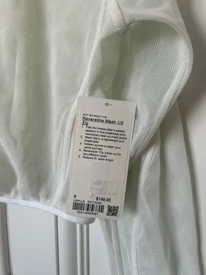 NWT Lululemon Reversible Mesh 1/2 Zip Jacket Long Sleeve WHITE thumbnail 8