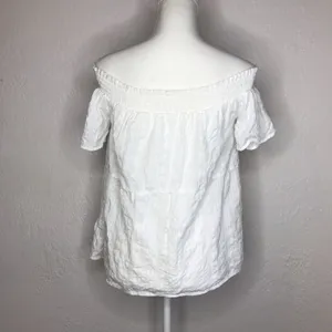 Anthropologie‎ Women's Cotton Lucille Off-The-Shoulder White Button Blouse XS thumbnail 3