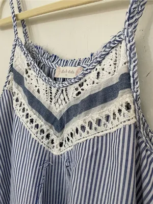Altard State Flowy Striped Tank Top Size M Blue White Nautical Boho Summer thumbnail 5
