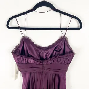 BADGLEY MISCHKA 100% Silk Burgundy Embellished Bodice Shoulder Cover Dress 6 thumbnail 11
