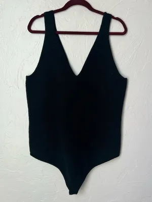 NWOT Abercrombie & Fitch ribbed double black bodysuit size XXL thumbnail 1