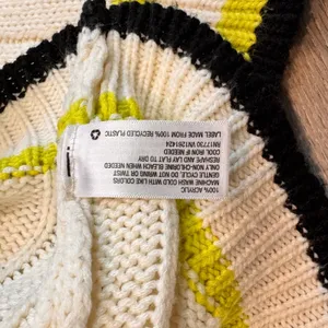 Wild Fable Womens Cream Knit V Neck Sweater Tennis Style Neon Stripe‎ Small S thumbnail 5
