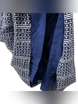 Madewell Blue White Batik Print Silk Paperbag Ruffle Waist Dress Size 8 Womens thumbnail 11
