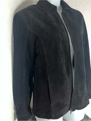 Chico's Black Suede Zip Front Jacket thumbnail 2