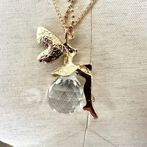 Fairy on crystal ball pendant necklace thumbnail 5