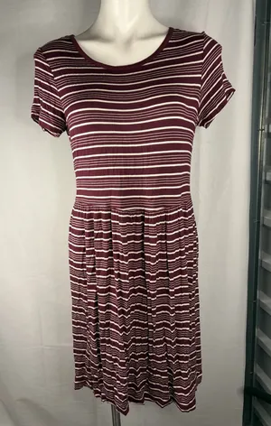 Roxy Burgundy and White Striped Dress thumbnail 1