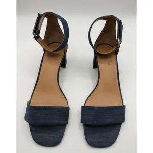 Franco Sarto Rosalina Sandals Ankle Strap Block Heel Women's 10 Blue Denim thumbnail 4