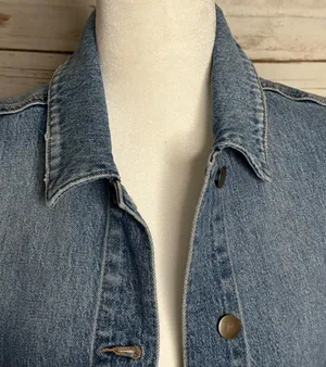 Evereve Luka light-medium wash oversized utility button-front denim vest Size XS thumbnail 2
