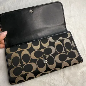 COACH Black Signature Canvas Wallet thumbnail 3