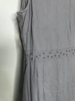 Vintage L.L. Bean 100% Linen Midi Shift Dress Mauve Bird Embroidered Size 6 thumbnail 5