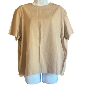 Gemilli Vintage Tan Pullover Lightweight Short‎ sleeve Blouse Large Capsule Tan thumbnail 2