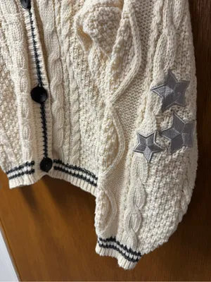 Taylor Swift Folklore Album Era Cable Knit V-Neck Button Cardigan Sweater MD/LG thumbnail 6