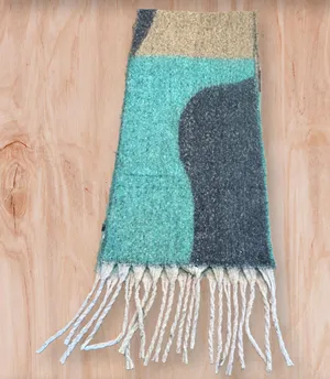 Carpe Diem Abstract Colorblock Fringe Scarf thumbnail 1