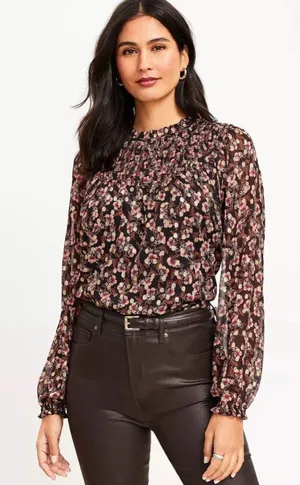 New LOFT‎ XL Multicolor Floral Blouse Top Whimsigoth Dark Academia Modern Boho thumbnail 1