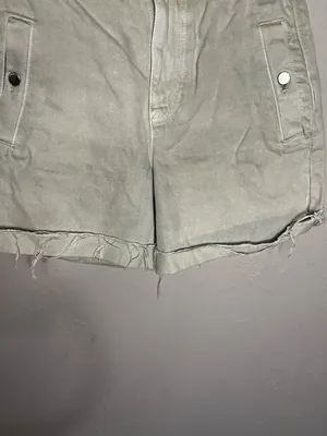 Zara‎ Ultra High-Rise Light Green Utility Denim Shorts thumbnail 5