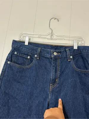 Levi’s Low Pro Pinstripe Jeans Dark Wash Straight Leg Low Rise Size 31 thumbnail 4