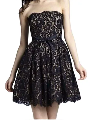 Robert Rodriguez Target Neiman Marcus Black Lace Fit Flare Cocktail Dress Bow 6 thumbnail 1