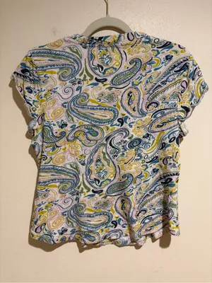 Anthropologie Pilcro Paisley Pattern Twist Collar Scoop Neck Tee T-Shirt Medium thumbnail 9