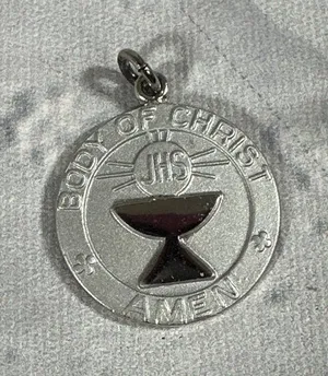 First Communion Body Of Christ Silver Charm Pendant thumbnail 1