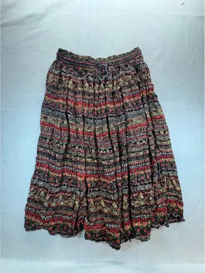 Requirements Women’s XL Boho Paisley Floral Rayon Midi Skirt Drawstring thumbnail 2