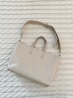 Calpak Cream Haven Leather Tote with Removable Strap thumbnail 4
