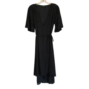 Lulus Farah Black White Triangle Print High Low Wrap‎ Midi Dress S thumbnail 5