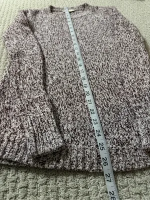 LOFT Marled Knit Crewneck Sweater Women's XS Brown Cream Cotton Blend thumbnail 4