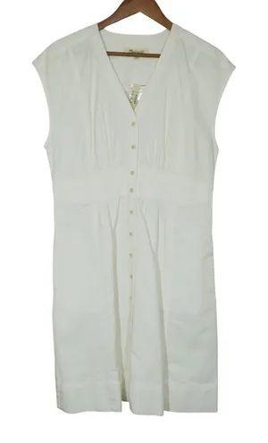 Madewell Size 10 Shirtdress White Denim Button Front Sleeveless V-Neck Capsleeve thumbnail 1