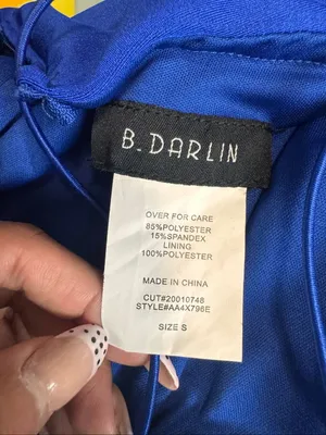 B. Darlin Royal Blue Ruched Side Drawstring Mini Dress Womens Size Small Open Ba thumbnail 5