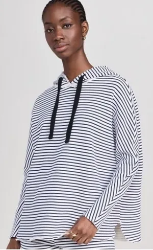 FRANK & EILEEN Blue Kane Striped Capelet Hoodie M thumbnail 1