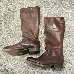 Frye Women's Brown Leather Riding Boots Knee‎ High Zip Up Casual Tall Size 7 thumbnail 8