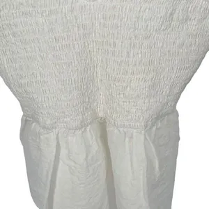 Bibi Womens Cami Top Tank Peplum Smocked Sleeveless 100% Cotton White Size Large thumbnail 2