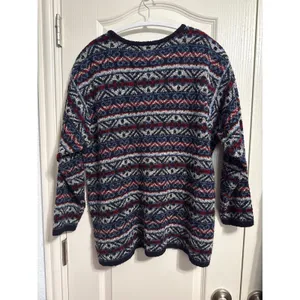 Vintage Fair Isle Sweater Cosby Retro Cabincore Cozy Grandmacore Shoulder‎ Pads thumbnail 3