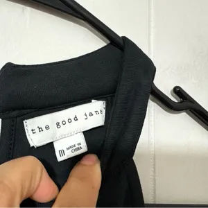 The Good Jane Black Sleeveless Midi Dress Size M High Neck Elastic Waist Minimal thumbnail 5