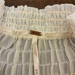 Free People Ready To Run Blouse Top Women’s Medium Shearling Dot White Button Up thumbnail 2