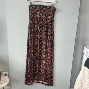 LuLaRoe Women Maxi Dress Strapless Damask Floral Print Navy Gold XXS thumbnail 2