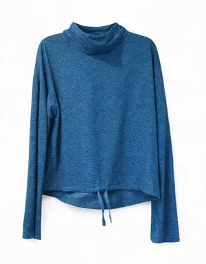 Canada Weather Gear Women's‎ XL Blue Marled Funnel Neck Drawstring Hem Top thumbnail 1