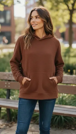 Lululemon Women’s Brown Waffle Top Long Sleeve Hoodie Pullover Size XS thumbnail 1