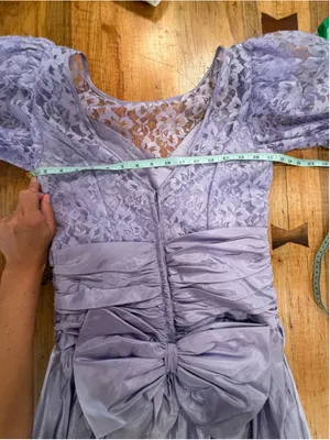 Vintage 80s Lavender Taffeta Lace Midi Prom Dress ILGWU 14 thumbnail 10
