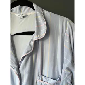 Relaxing Baby Blue Striped Pajama Set by Crown & Ivy size 1X thumbnail 2