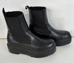 Soda Black Faux Leather Ankle Boots biker goth Size 7.5 thumbnail 2
