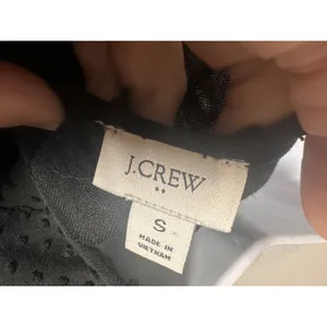 J.Crew Black Clip-Dot Tiered Mini Dress‎ Puff Sleeve Scoop Neck Small thumbnail 5