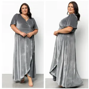 Baltic Born Katelyn Velvet Wrap Maxi Dress Dusty Blue Size XL Wedding Party NWT thumbnail 3