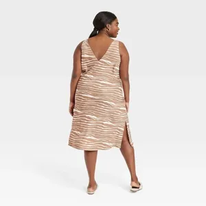 ✨A New Day Women's Slip Sz Small Dress Brown Zebra Striped✨ thumbnail 4